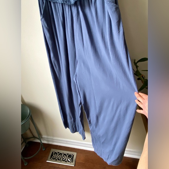 Aerie dusty blue strapless flowy jumpsuit - Picture 9 of 16